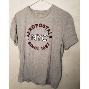 Aeropostale Mens Short Sleeve Large Gray and Red Cotton T-Shirt